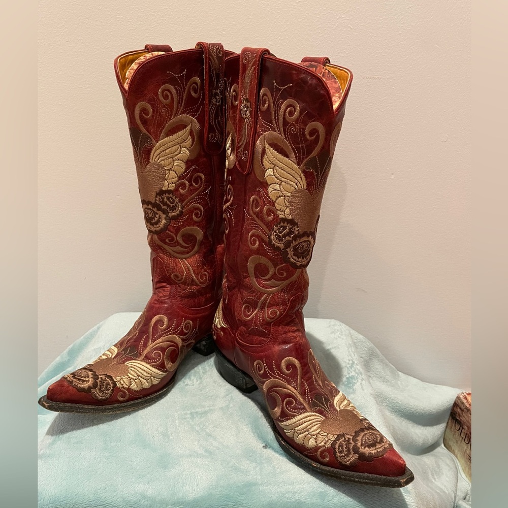 Old Gringo Grace Red Heart Embroidered Western Cowgirl Boots - Picture 6 of 8
